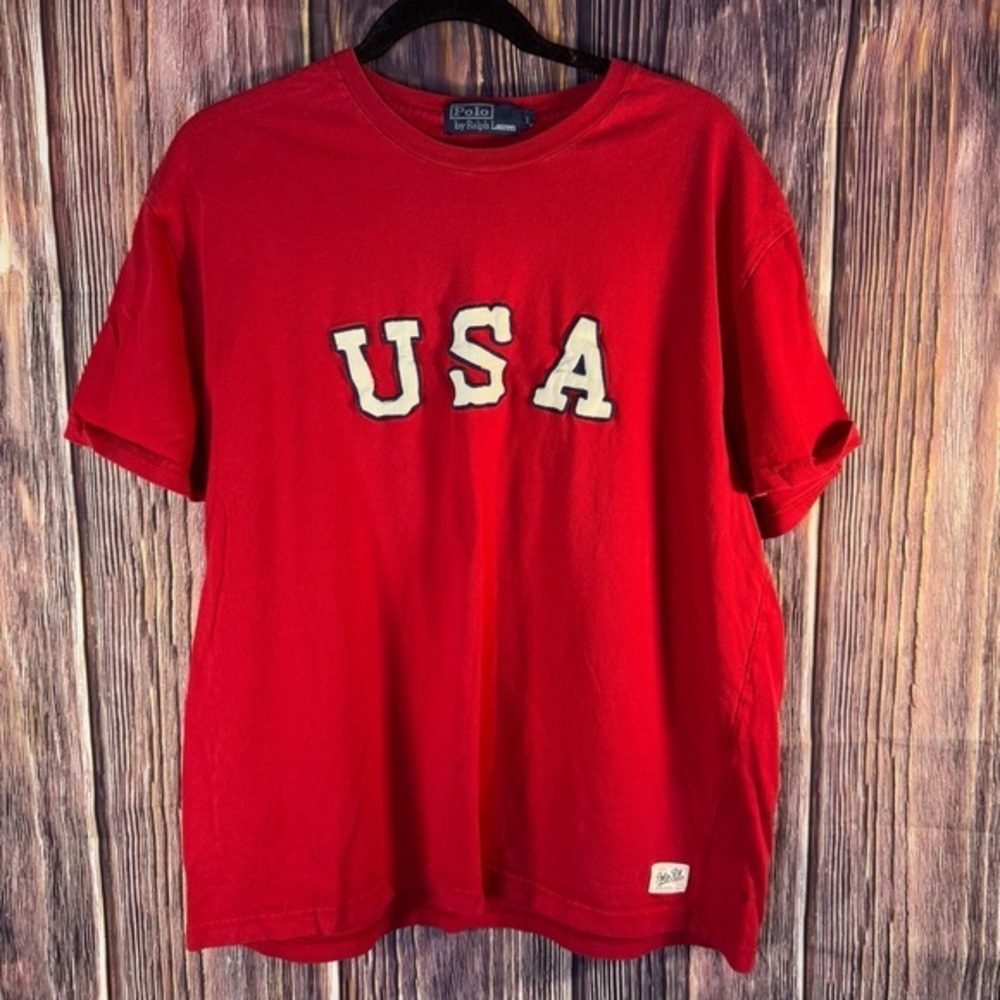 Polo Ralph Lauren Red and White USA Short Sleeve Tee Size L